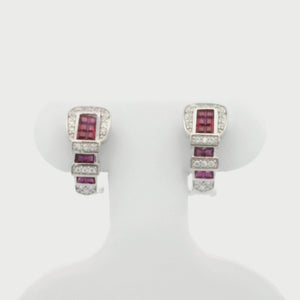 Kelly Herd Red Ranger Style Buckle Earrings - Sterling Silver