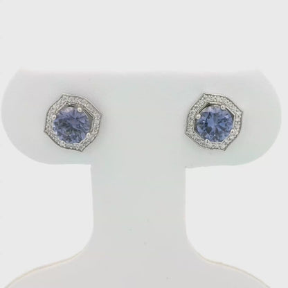 Kelly Herd Blue with Clear Accents Earring - Sterling Silver