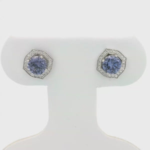 Kelly Herd Blue with Clear Accents Earring - Sterling Silver