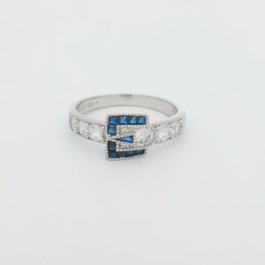 Kelly Herd Blue Spinel Buckle Ring - Sterling Silver