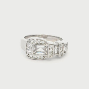 Kelly Herd Clear Ranger Style Buckle Ring - Sterling Silver