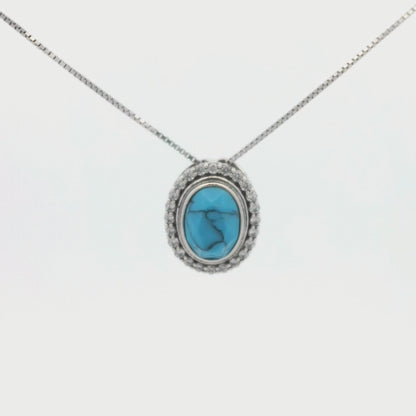 Kelly Herd Oval Turquoise Pendant Necklace - Sterling Silver