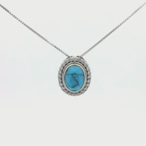 Kelly Herd Oval Turquoise Pendant Necklace - Sterling Silver