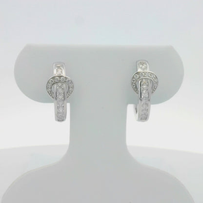 Kelly Herd Clear Contemporary Buckle Hoop Earrings - Sterling Silver