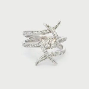 Kelly Herd Clear Stone Barbed Wire Ring - Sterling Silver