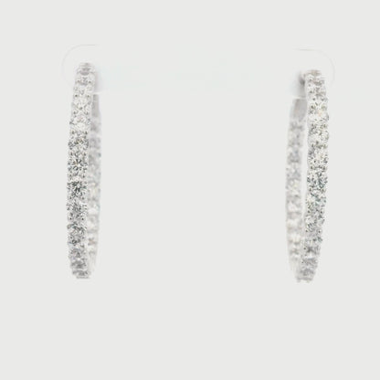 Kelly Herd Inside Out CZ Hoop Vault Lock Earrings 30mm - Sterling Silver