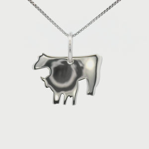 Kelly Herd Heifer Calf Silhouette Pendant - Sterling Silver