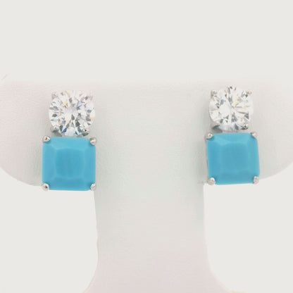 Kelly Herd Clear And Turquoise Earrings