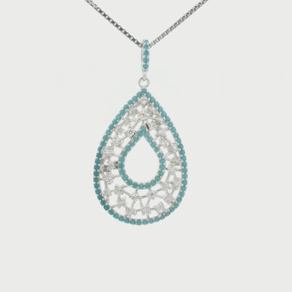 Kelly Herd Turquoise & Clear Teardrop Pendant - Sterling Silver