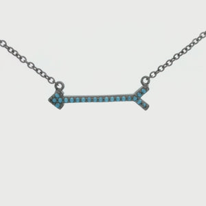 Kelly Herd Black Rhodium Plated Arrow Necklace with Turquoise Stones