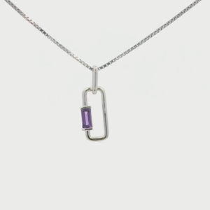 Kelly Herd Amethyst Baguette Paper Clip Pendant - Sterling Silver