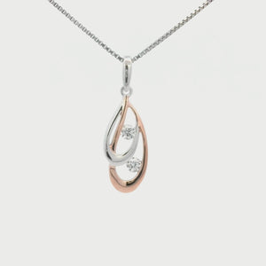 Kelly Herd Rose Gold and Silver Double Teardrop Necklace - Sterling Silver