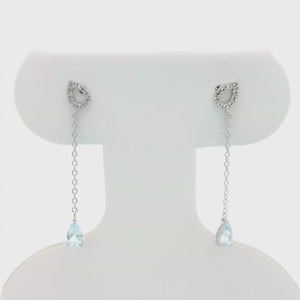 Kelly Herd Blue Topaz Fixed Lariat Earrings - Sterling Silver