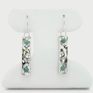 Hammered Earring with Natural Turquoise - Sterling Silver