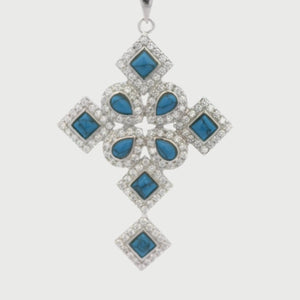 Kelly Herd Rhodium Plated Blue Multiple Shape Cross Necklace