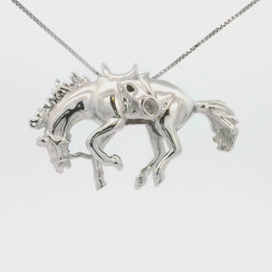 Kelly Herd Bucking Saddle Bronc Pendant - Sterling Silver