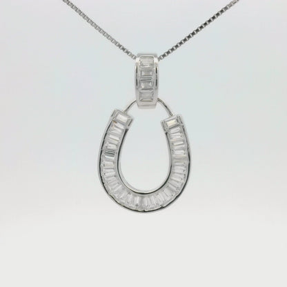 Kelly Herd Baguette Horseshoe Necklace - Sterling Silver