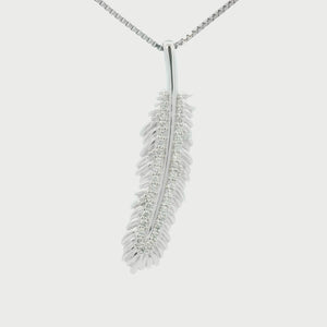 Kelly Herd Shimmering Feather Pendant Necklace - Sterling Silver