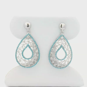 Kelly Herd Turquoise & Clear Teardrop Earrings - Sterling Silver