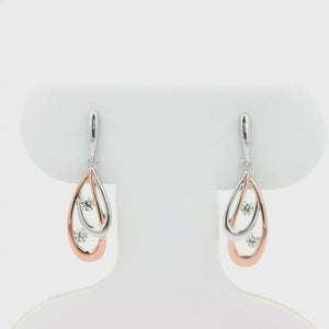 Kelly Herd Rose Gold and Silver Double Teardrop Earring - Sterling Silver