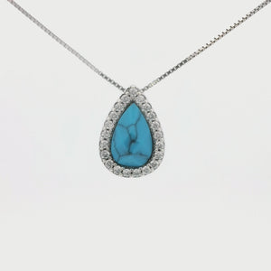 Kelly Herd Turquoise Teardrop Pendant Necklace - Sterling Silver