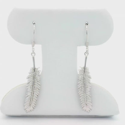 Kelly Herd Shimmering Feather Dangle Earrings - Sterling Silver