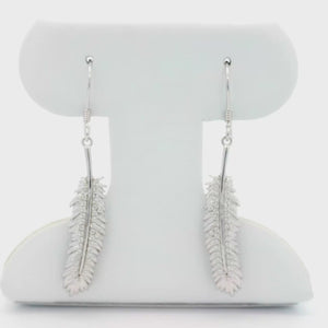 Kelly Herd Shimmering Feather Dangle Earrings - Sterling Silver