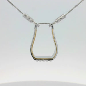 Kelly Herd Two Tone Engraved Western Stirrup Necklace - Sterling Silver