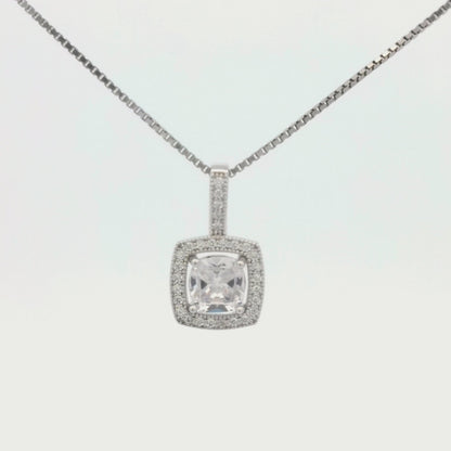 Kelly Herd Square Bezel Set Pave Pendant - Sterling Silver