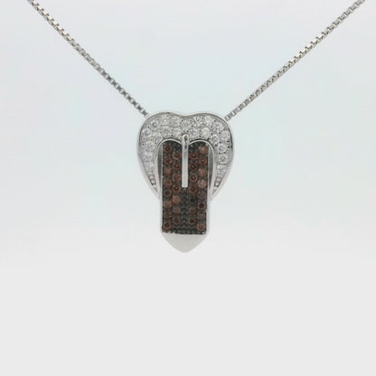 Kelly Herd Cognac Buckle Necklace - Sterling Silver