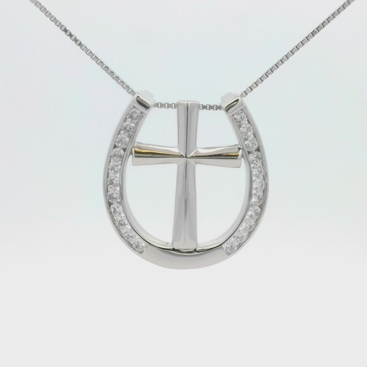 Kelly Herd Clear Horseshoe Cross Necklace - Sterling Silver