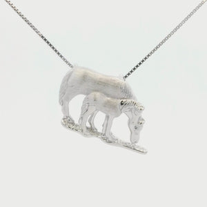 Kelly Herd Grazing Mare & Foal Pendant - Sterling Silver