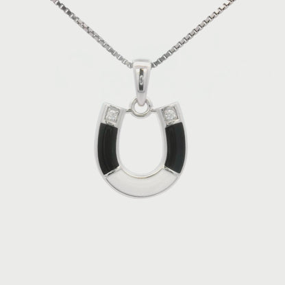 Kelly Herd Black & White Horseshoe Necklace - Sterling Silver