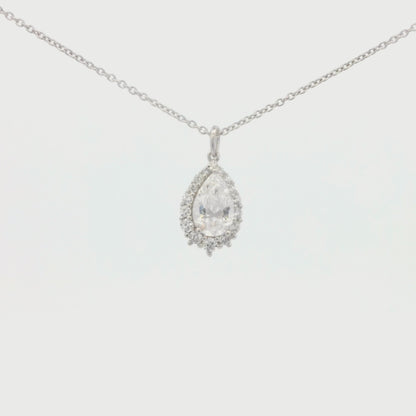 Kelly Herd Clear Pear Halo Pendant - Sterling Silver