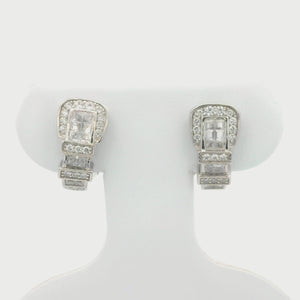 Kelly Herd Clear Ranger Style Buckle Earrings - Sterling Silver