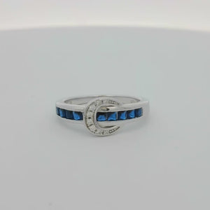 Kelly Herd Small Blue Contemporary Buckle Ring - Sterling Silver