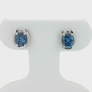 Kelly Herd Blue Stone Horseshoe Earring - Sterling Silver