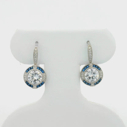 Kelly Herd Blue Spinel Halo Earring - Sterling Silver