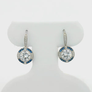 Kelly Herd Blue Spinel Halo Earring - Sterling Silver