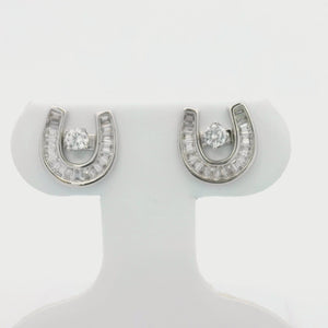 Kelly Herd Baguette Horseshoe Jacket Stud Earrings - Sterling Silver