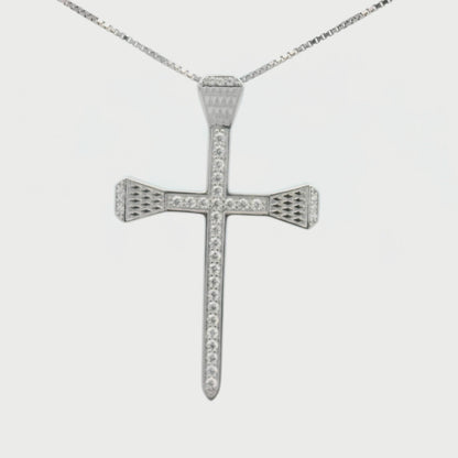 Kelly Herd Pavé Horseshoe Nail Cross Necklace - Sterling Silver