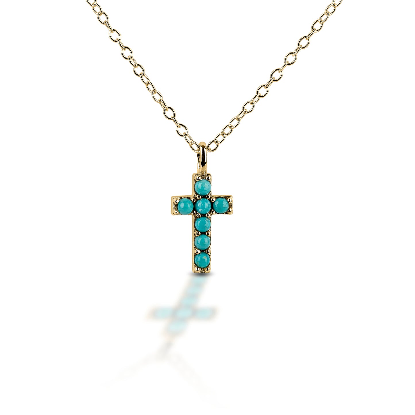Kelly Herd Small 14KY Gold Cross Turquoise Necklace
