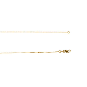 Kelly Herd 1.0mm Box Chain in 14K Gold is a lovely traditional chain. A look that never goes out of style. Add it to a pendant or wear it alone. It will add a touch of elegance to any outfit. Available in 14K white or yellow gold, It will make a lovely gift for any occasion.  Features      Solid Box Chain     14K Gold     Lobster Clasp     1mm chain width
