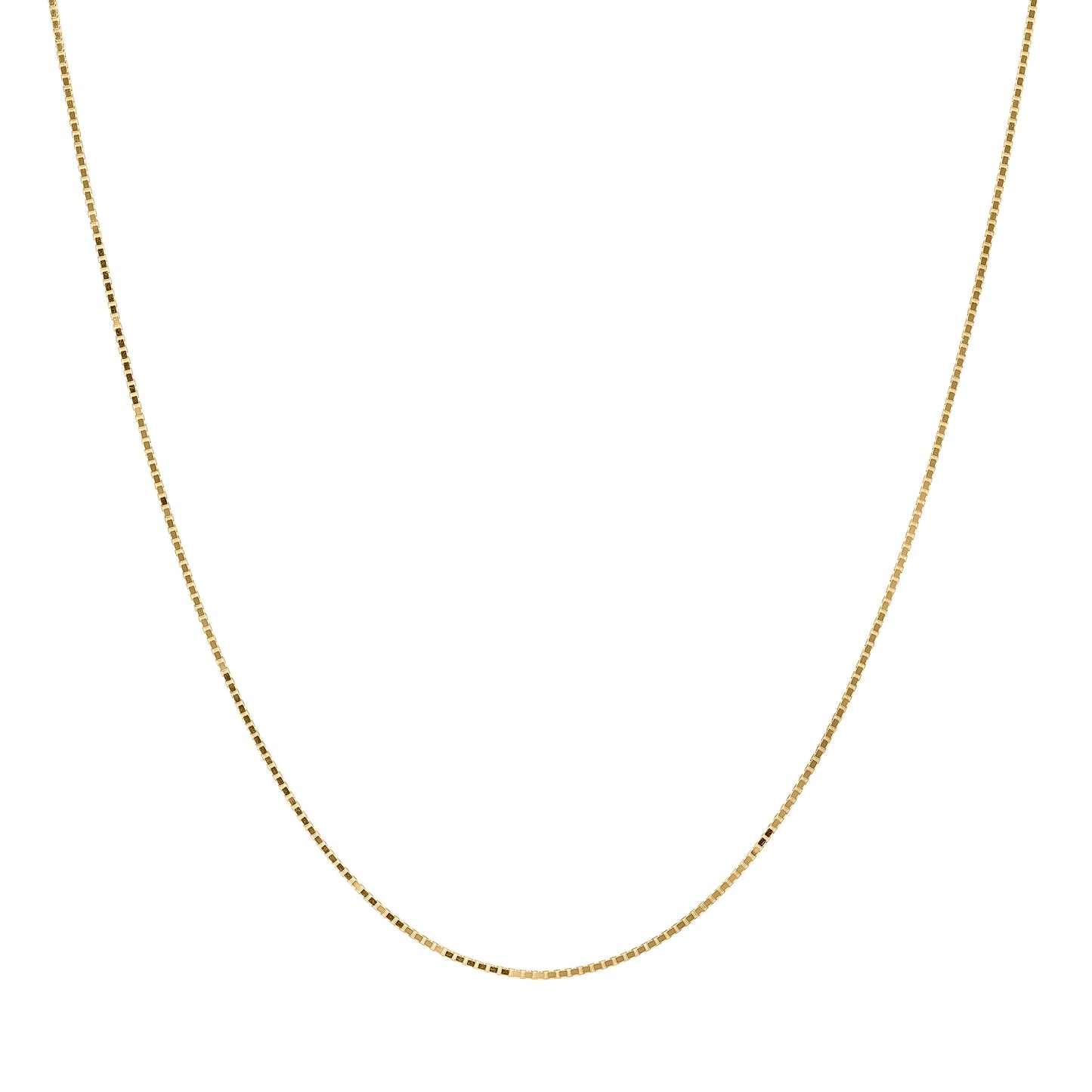 Kelly Herd 1.0mm Box Chain in 14K Gold is a lovely traditional chain. A look that never goes out of style. Add it to a pendant or wear it alone. It will add a touch of elegance to any outfit. Available in 14K white or yellow gold, It will make a lovely gift for any occasion.  Features      Solid Box Chain     14K Gold     Lobster Clasp     1mm chain width