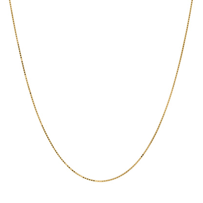 Kelly Herd 1.0mm Box Chain in 14K Gold is a lovely traditional chain. A look that never goes out of style. Add it to a pendant or wear it alone. It will add a touch of elegance to any outfit. Available in 14K white or yellow gold, It will make a lovely gift for any occasion.  Features      Solid Box Chain     14K Gold     Lobster Clasp     1mm chain width