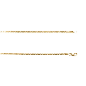 Kelly Herd 1.6mm Box Chain in 14K Gold is a lovely traditional chain. A look that never goes out of style. Add it to a pendant or wear it alone. It will add a touch of elegance to any outfit. Available in 14K white or yellow gold, It will make a lovely gift for any occasion.  Features      Solid Box Chain     14K Gold     Lobster Clasp     1.6mm chain width