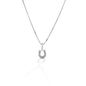 The Kelly Herd Clear Horseshoe Necklace features a delicate sterling silver pendant enhanced with clear CZ stones set in a horseshoe. Perfect for taking a little luck into the ring with you! Comes with 16-18" adjustable chain.  Features      Delicate horseshoe pendant.     Clear cubic zirconia stones     Sterling silver     Adjustable Chain     8mm x 8mm