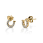 Kelly Herd Clear Horseshoe Earrings are delicate gold horseshoes enhanced with diamonds. Perfect for taking a little luck into the ring with you!  Features      Delicate horseshoe earrings     Diamonds     Available in white gold, or yellow gold     Matching ring and necklace available     8mm x 8mm