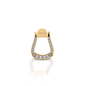 Add some Cowgirl sparkle to your look with the Kelly Herd Oxbow Clear Stone Stirrup Pendant. Featuring a Western oxbow stirrup shaped pendant, fully enhanced with diamonds. Made of 14K gold, this pendant will catch the light and grab attention!  Features      Western oxbow stirrup shaped pendant.     Enhanced with diamonds all the way around the stirrup.     Available in 14K Gold     19mm x 28mm