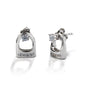     Solitaire stud earrings     Removable English stirrup jackets     Clear CZ stones     Sterling Silver     9mm x 10mm